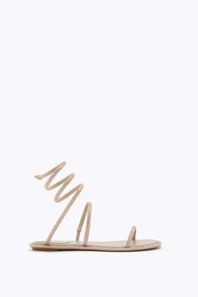 René Caovilla Cleo Gold Flat Sandal 10 In Neutral