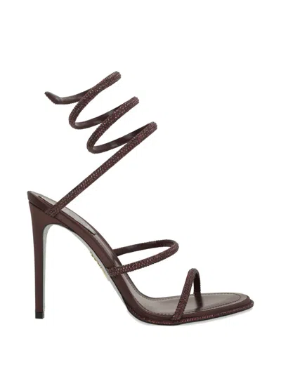 René Caovilla Rene' Caovilla Cleo Heel Sandals In Burgundy