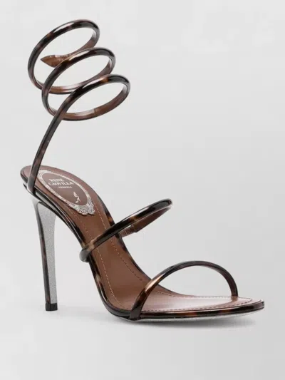René Caovilla Cleo Heel Sandals Tortoiseshell Effect Glitter In Brown