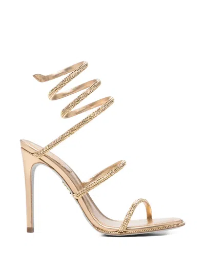 René Caovilla Cleo Heeled Sandals In Gold