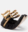René Caovilla Juniper 10 Lambskin Serpent Detail Ballerinas In Black