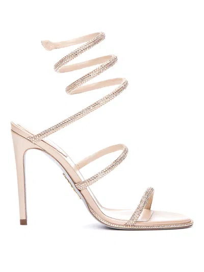 René Caovilla Cleo Leather Sandals With Gladiator Lace In Beige