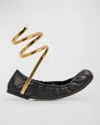 René Caovilla Juniper 10 Lambskin Serpent Detail Ballerinas In Black