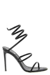 René Caovilla Black Open Toe Heels In Black