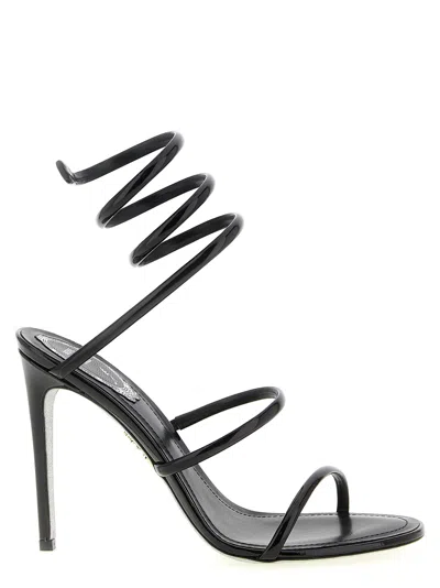 René Caovilla Cleo Metallic Sandals In Black