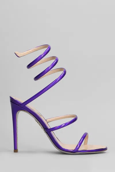 René Caovilla Cleo Metallic Sandals In Viola Leather In Purple