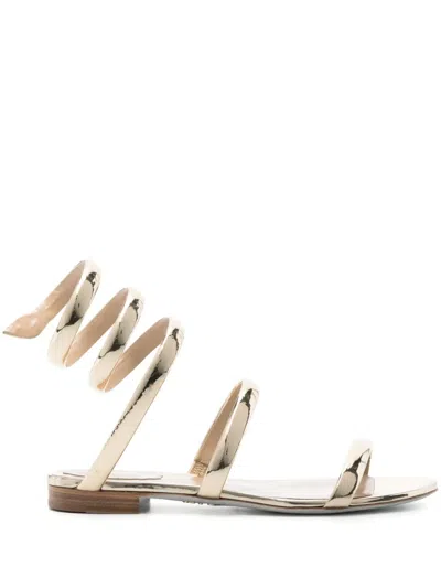 René Caovilla Cleo Mirrored Sandals In Gold