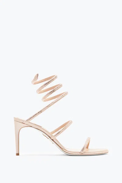 René Caovilla Cleo Nude Sandal With Crystals 80 In Brown