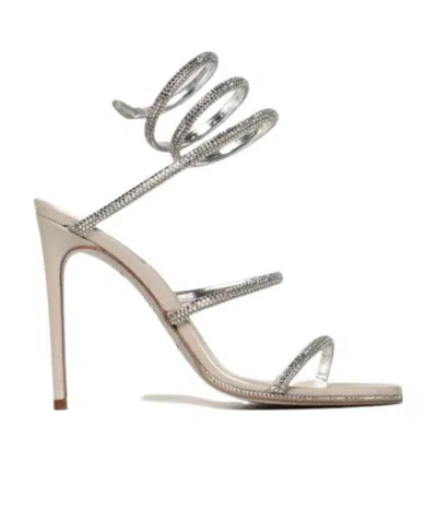 René Caovilla Cleo Open-toe Sandals In Beige Gold Satin