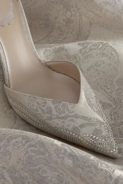 René Caovilla Cleo Pump In Pearl Brocade 105 In White