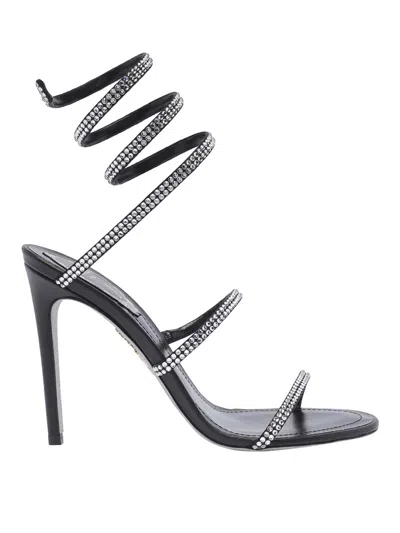René Caovilla 105mm Cleo Sandals In Black