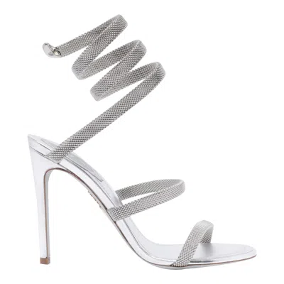 René Caovilla 105mm Cleo Sandals In Silver