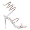 René Caovilla Silver Open Toe Heels In Silver