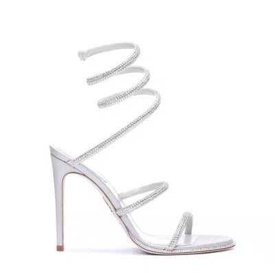 René Caovilla Cleo 105 Crystal-embellished Satin Sandals In White