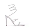 René Caovilla Womens Rene Caovilla Cleo Crystal-embellished Leather Heeled Sandals In Silver