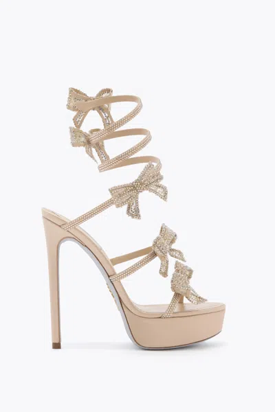 René Caovilla Cleo Ribbon Honey Platform Sandal 130 In Pink