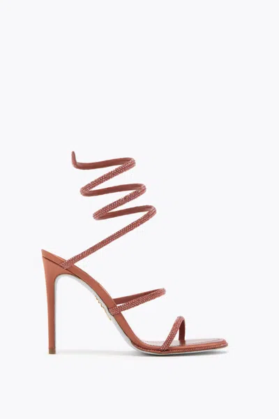 René Caovilla Cleo Rust Satin/red Flame Strass Sandal