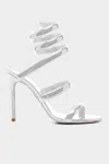 René Caovilla Silver-tone Cleo Embellished Leather Sandals In Grey+silver