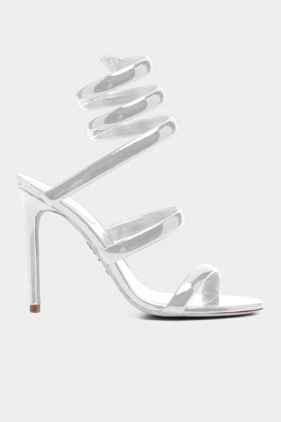 René Caovilla Silver-tone Cleo Embellished Leather Sandals In Grey+silver