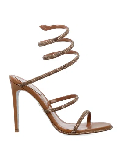 René Caovilla Womens Cleo Ii 105 Crystal-embellished Leather Heeled Sandals Brow In Brown