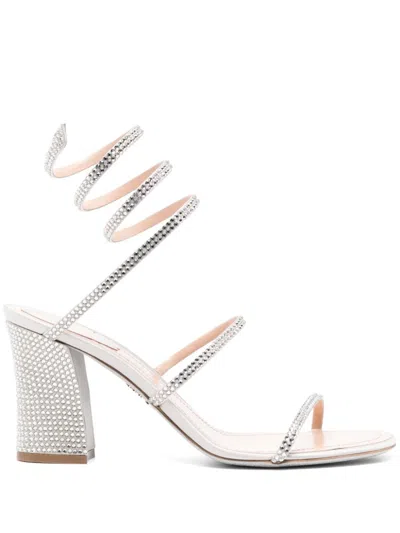 RENÉ CAOVILLA SILVER CLEO SANDALS