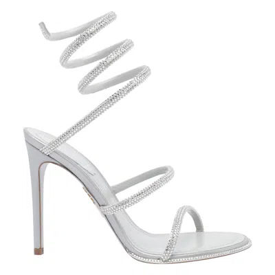 René Caovilla Cleo Crystal-embellished Satin Sandals In White