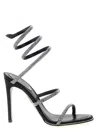 René Caovilla Black Open Toe Heels In Gray