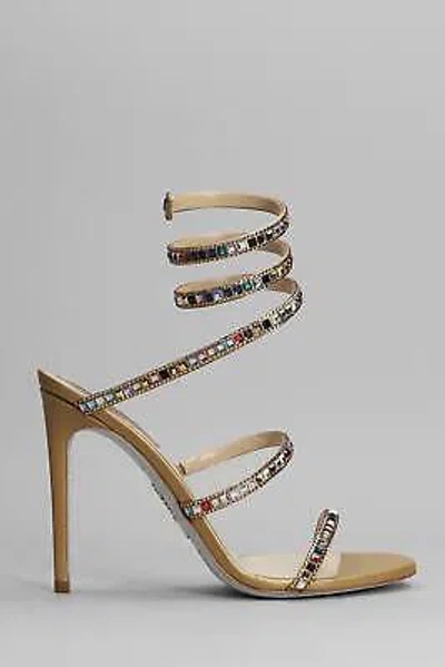 Pre-owned René Caovilla Cleo Sandals In Gold Leather