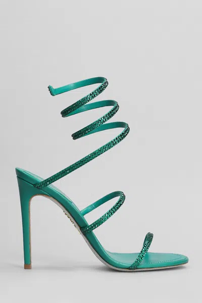 René Caovilla 105mm Embellished Leather Sandals In Green