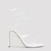 René Caovilla Ivory Leather Sandals With Striking Crystal-embellished Ankle Strap In White