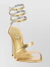 René Caovilla Cleo Sandals With Embellished Metallic Strap In Gold