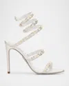 René Caovilla Cleo Satin Crystal Snake-wrap Sandals