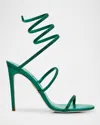 René Caovilla Cleo Emerald Green Sandal With Crystals 105 In Emerald Green