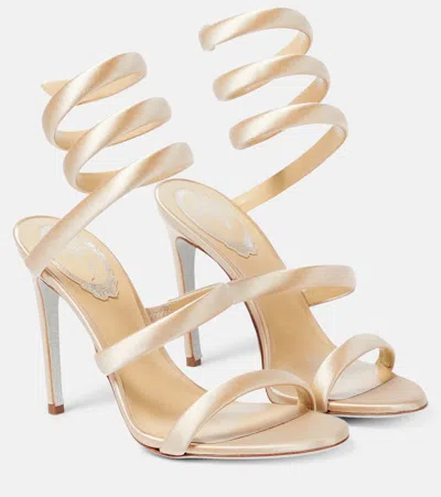 René Caovilla Cleo Satin Sandals In Beige