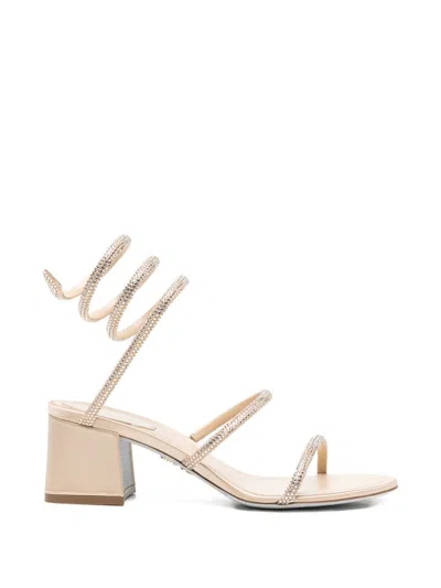 René Caovilla Cleo Satin Sandals In White