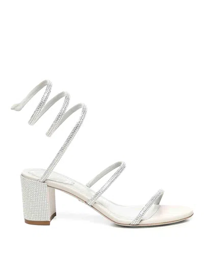 René Caovilla Cleo Satin Sandals With Crystals In Transparent