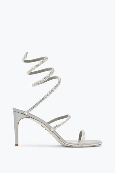 René Caovilla Cleo Silver Sandal 80 In Gray