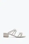 René Caovilla Cleo Silver Slider Sandal With Flowers 40