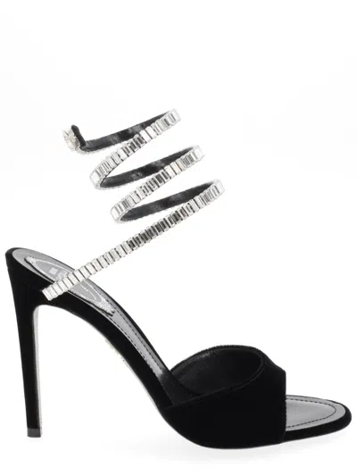 René Caovilla Rene` Caovilla Cleo Spark 10.5 Cm Velvet Heels With Tacco In Black
