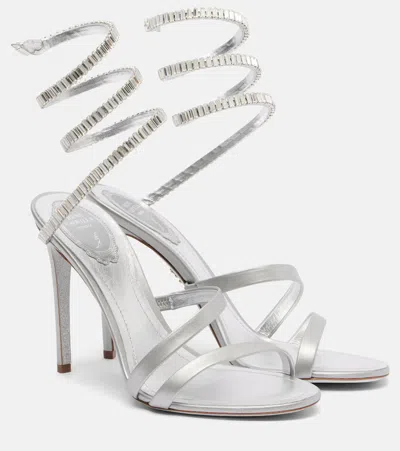 René Caovilla Cleo Spark 105 Metallic Leather Sandals In Multi