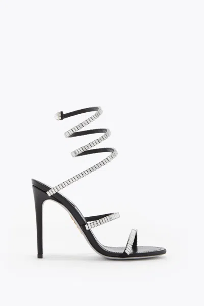 René Caovilla Cleo Spark Black And Silver Sandal 105
