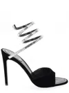 René Caovilla 104mm Serpent Rhinestone Stiletto Sandal In Black