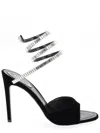 René Caovilla 104mm Serpent Rhinestone Stiletto Sandal In Black