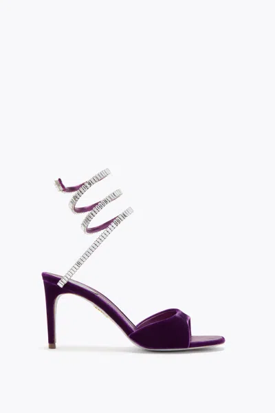 René Caovilla Cleo Spark Sandal In Porpora Velvet 80 In Purple
