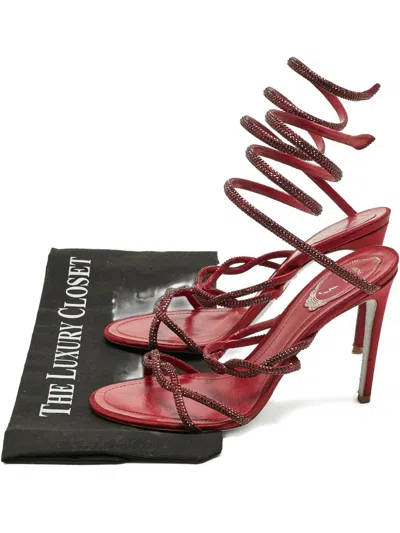 Pre-owned René Caovilla Cleo Spiral Strap Sandals In Red