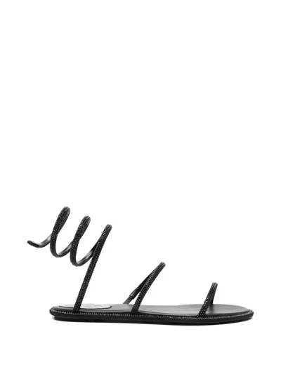 René Caovilla Cleo Spiral-embellished Sandals In Black