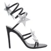 René Caovilla Round Toe High Heel Sandals In Black