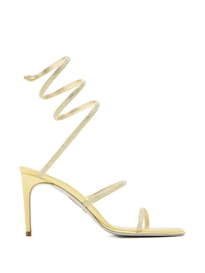 René Caovilla Cleo Strass Spiral Heeled Sandals In Yellow