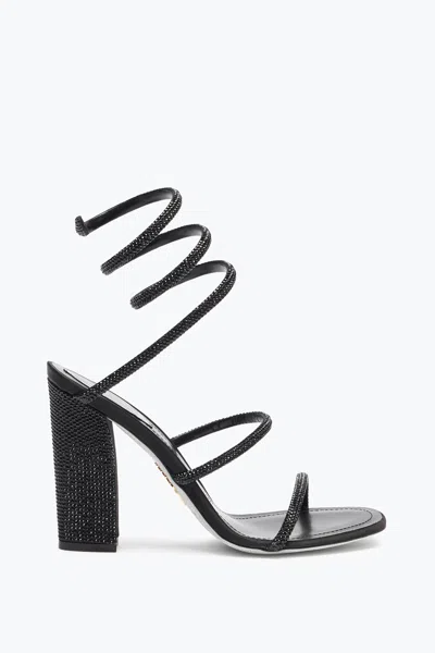 René Caovilla Cleo Total Black Sandal With Soul Heel 105