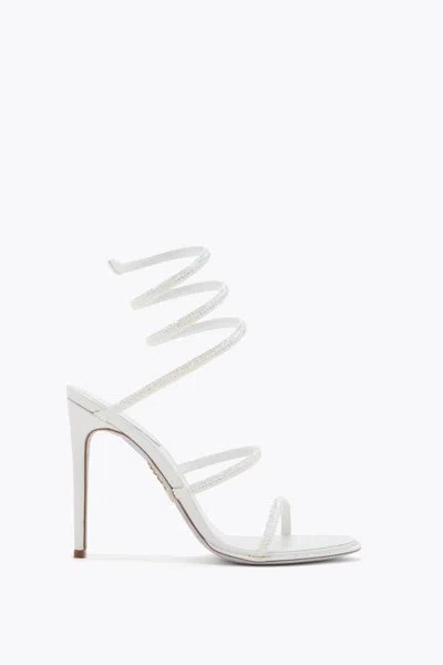 René Caovilla Cleo 105 Crystal-embellished Satin Sandals In White